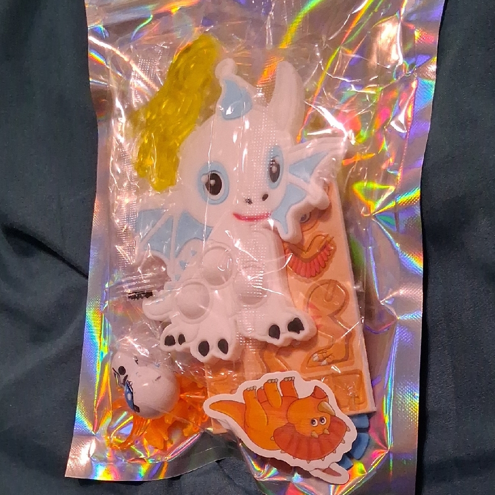 25 Piece White Blue Baby Dragon Toy Pack with Yellow Accent